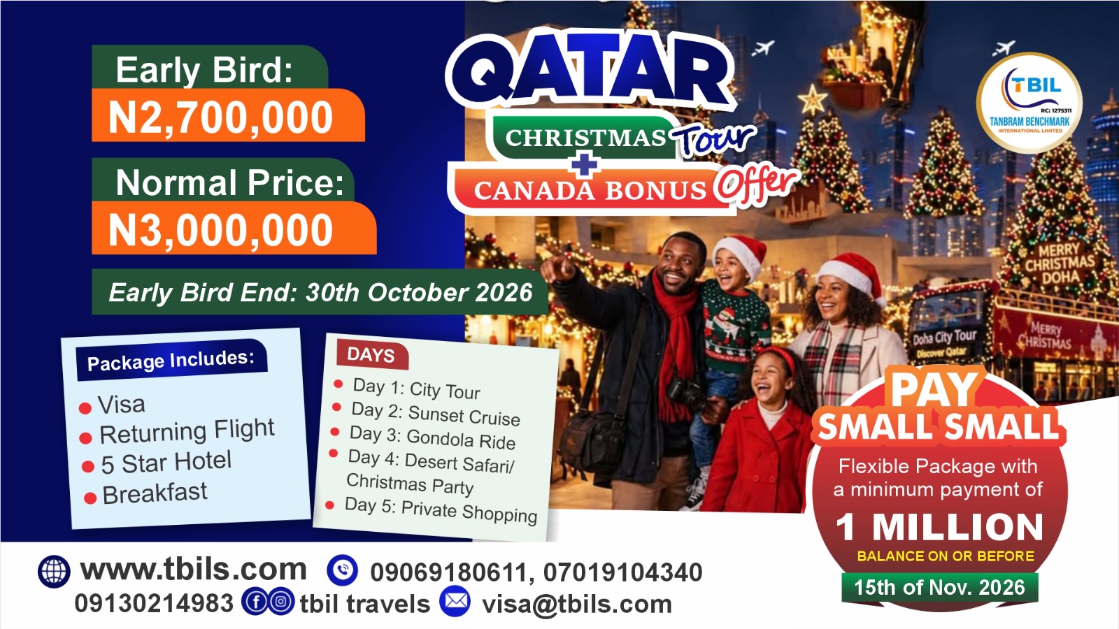 Christmas in Qatar holiday package from Lagos
